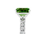 White gold Emerald Cut Peridot Solitaire Ring with Pavé Accents and Four-Prong Setting_5