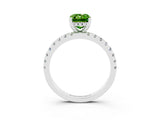 White gold Emerald Cut Peridot Solitaire Ring with Pavé Band and Four-Prong Setting_27