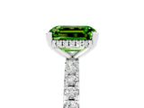 White gold Emerald Cut Peridot Solitaire Ring with Pavé Band and Four-Prong Setting_29