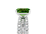 White gold Emerald Cut Peridot Solitaire Ring with Pavé and Channel Set Band_29