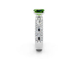 White gold Emerald Cut Peridot Solitaire Ring with Pavé and Channel Set Band_38