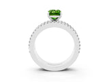 White gold Emerald Cut Peridot Solitaire Ring with Pavé and Channel Set Band_39