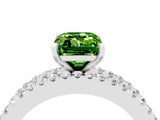 White gold Emerald Cut Peridot Solitaire Ring with Pavé and Channel Set Band_40