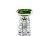 White gold Emerald Cut Peridot Solitaire Ring with Pavé and Channel Set Band_41