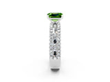 White gold Emerald Cut Peridot Solitaire Ring with Pavé and Channel Set Band_50