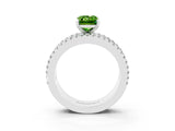White gold Emerald Cut Peridot Solitaire Ring with Pavé and Channel Set Band_51