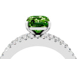 White gold Emerald Cut Peridot Solitaire Ring with Pavé and Channel Set Band_52