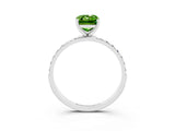 White gold Emerald Cut Peridot Solitaire Ring with Pave Band and Four Prong Setting_27