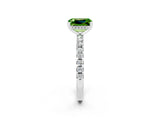 White gold Emerald Cut Peridot Solitaire Ring with Round  Pavé Band and Four-Prong Setting_62
