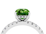 White gold Emerald Cut Peridot Solitaire Ring with Round  Pavé Band and Four-Prong Setting_64