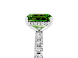 White gold Emerald Cut Peridot Solitaire Ring with Round  Pavé Band and Four-Prong Setting_65