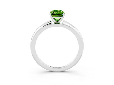 White gold Emerald Cut Peridot Solitaire Ring with Six-Prong Setting and Classic Band_3