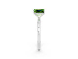 White gold Emerald Cut Peridot Solitaire Ring with Thin Band and Four-Prong Setting_14
