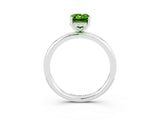 White gold Emerald Cut Peridot Solitaire Ring with Thin Band and Four-Prong Setting_15