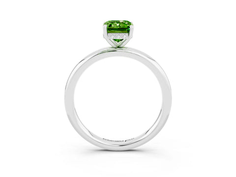 White gold Emerald Cut Peridot Solitaire Ring with Thin Band and Four-Prong Setting_15