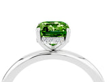 White gold Emerald Cut Peridot Solitaire Ring with Thin Band and Four-Prong Setting_16