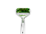 White gold Emerald Cut Peridot Solitaire Ring with Thin Band and Four-Prong Setting_17