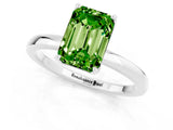 White gold Emerald Cut Peridot Solitaire Ring with Thin Band and Prong Setting_13