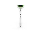 White gold Emerald Cut Peridot Solitaire Ring with Thin Band and Prong Setting_14