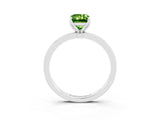 White gold Emerald Cut Peridot Solitaire Ring with Thin Band and Prong Setting_15