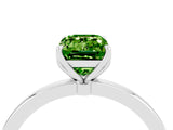 White gold Emerald Cut Peridot Solitaire Ring with Thin Band and Prong Setting_16