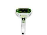 White gold Emerald Cut Peridot Solitaire Ring with Thin Band and Prong Setting_17