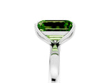 White gold Emerald Cut Peridot Solitaire Ring with Thin Band and Prong Setting_41