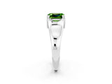White gold Emerald Cut Peridot Solitaire Ring with Wide Band and Prong Setting_2