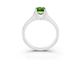 White gold Emerald Cut Peridot Solitaire Ring with Wide Band and Prong Setting_3