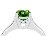 White gold Emerald Cut Peridot Solitaire Ring with Wide Band and Prong Setting_4