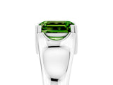 White gold Emerald Cut Peridot Solitaire Ring with Wide Band and Prong Setting_5