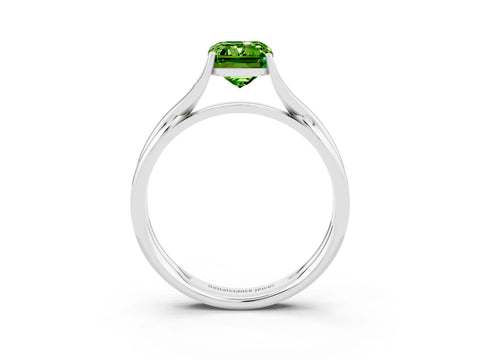White gold Emerald Cut Peridot Solitaire Twist Band Prong Setting Ring_39