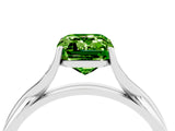 White gold Emerald Cut Peridot Solitaire Twist Band Prong Setting Ring_40