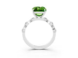 White gold Emerald Cut Peridot Solitaire Twisted Band with Round  Accents and Prong Setting_15