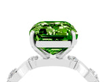 White gold Emerald Cut Peridot Solitaire Twisted Band with Round  Accents and Prong Setting_16