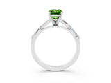 White gold Emerald Cut Peridot Solitaire with Side Baguettes and Channel Set Band_3