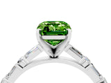 White gold Emerald Cut Peridot Solitaire with Side Baguettes and Channel Set Band_4