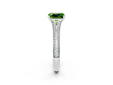 White gold Emerald Cut Peridot Split Shank Engagement Ring with Pavé Band_2