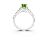 White gold Emerald Cut Peridot Split Shank Engagement Ring with Pavé Band_3