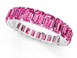 White gold Emerald Cut Pink Sapphire Eternity Band with Shared Prong Setting_19