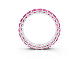 White gold Emerald Cut Pink Sapphire Eternity Band with Shared Prong Setting_21