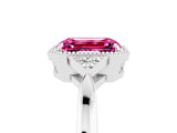 White gold Emerald Cut Pink Sapphire Halo Ring with Tapered Band and Four-Prong Setting_5