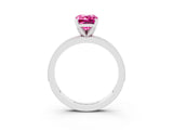 White gold Emerald Cut Pink Sapphire Milgrain Pavé Engagement Ring with Four-Prong Setting_39
