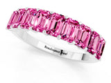 White gold Emerald Cut Pink Sapphire Prong-Set Eternity Band_19