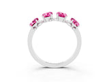 White gold Emerald Cut Pink Sapphire Prong-Set Half Eternity Band_33