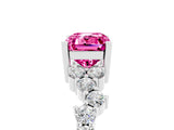 White gold Emerald Cut Pink Sapphire Scattered Round Accent Ring with Prong Setting_41