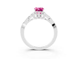 White gold Emerald Cut Pink Sapphire Solitaire Celtic Knot Ring with Four-Prong Setting_27