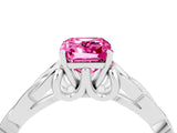 White gold Emerald Cut Pink Sapphire Solitaire Celtic Knot Ring with Four-Prong Setting_28