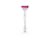 White gold Emerald Cut Pink Sapphire Solitaire Engagement Ring with Cathedral Setting and Four-Prong Mount_32