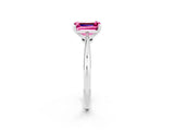 White gold Emerald Cut Pink Sapphire Solitaire Engagement Ring with Classic Band and Four-Prong Setting_38